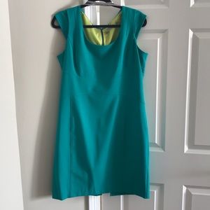 Cap sleeve sheath dress exposed back zip